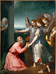 La promesse des trois anges à Abraham (peinture sur toile)