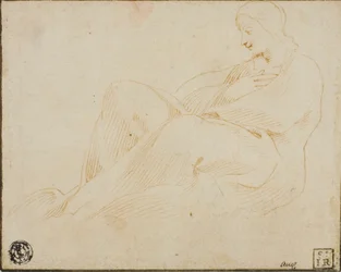 Femme drapée assise de profil