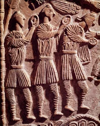 Art lombard : les rois mages, bas-relief de l
