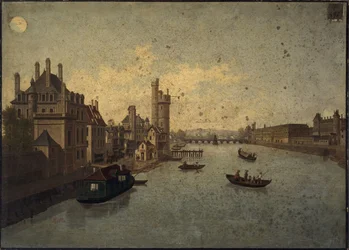 Hôtel de Conti, Tour de Nesle, Louvre, vus du Pont-Neuf, arrondissements actuels 1er et 6e, vers 1885 -1895