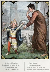 Illustration de Lorenz Frolich (1820-1908) pour la chanson populaire "Le Bon Roi Dagobert". Édition J. Hetzel. Vers 1880.