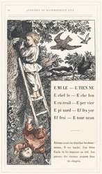 Émile, Étienne, Échelle, Échelon, Écureuil, Moineau, Épinard, Épouvantail, Farry, Étourneau, page 18 - Alphabet de Mademoiselle Lili, par L. Froelich et par un papa (Hetzel lui-même). Bibliothèque & Magasin d