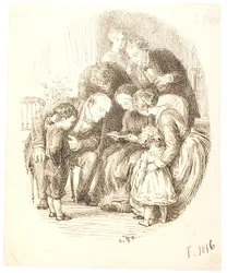 Lecture à haute voix. Groupe familial