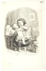 Petite fille baignant un enfant plus jeune
