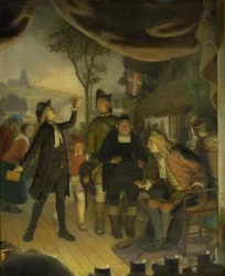 Ludvig Holberg assistant à une répétition de sa pièce Erasmus Montanus, Acte IV, Scène 2