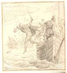 Olaf Tryggvesen saute par-dessus bord pendant la bataille de Svolder