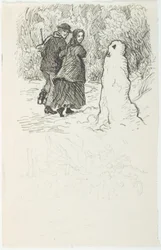 Esquisse pour une illustration de "Le Bonhomme de neige"