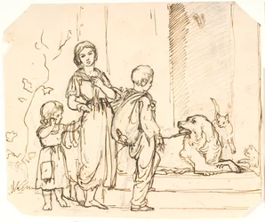 Trois enfants mendiants