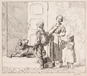 Trois enfants mendiants
