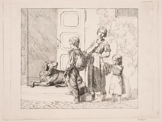 Trois enfants mendiants