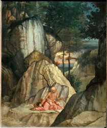 Saint Jerome meditant dans le desert - Saint Jerome meditating in the desert ...