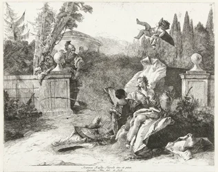 Rinaldo et Armida espionnés par Ubaldo et Carlo