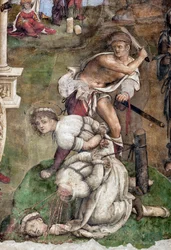 Vie de Sainte Cécile : Martyre de Saint Valérien et Tiburtius (détail)