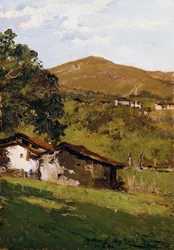 Fermes parmi la verdure (Préalpes de Biella), par Lorenzo Delleani