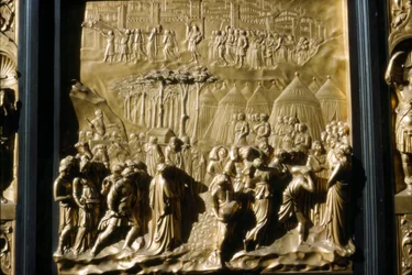Les Israélites prennent Jéricho, détail de la porte du baptistère, Florence, Italie, XVe siècle