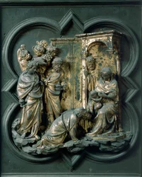 Porte Nord (dite Porte de la Croix), détail extérieur : Adoration des Mages