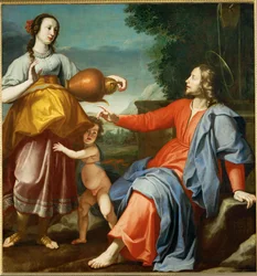 Le Christ et la Samaritaine au puits (peinture sur toile)