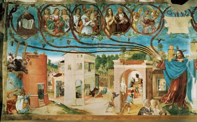 Côté gauche de la Capella Suardi, église Santa Barbara à Bergame ... (peinture murale)