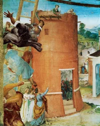 Côté gauche de la Capella Suardi, église Santa Barbara à Bergame ... (peinture murale)