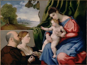 Madone avec enfant et deux donateurs, 1525-1530