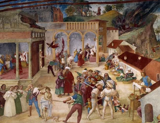 Martyr de Sainte Barbe, détail de fresque des Histoires de Sainte Barbe