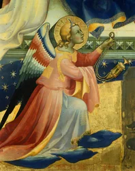 Ange agenouillé, détail du panneau central du Couronnement de la Vierge par Lorenzo Monaco (vers 1370-1425)