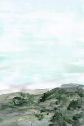 Paysage côtier verdoyant et serein