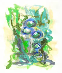 Fleurs vertes et bleues