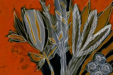 Éléments botaniques gris et orange