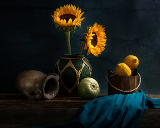 Tournesols et citrons rustiques