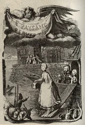 Illustration pour « La Paysanne pervertie ou les Dangers de la ville » de Restif de La Bretonne (1734-1806). Gravure de Binet du XVIIIe siècle.