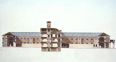 Coupe transversale de la nouvelle prison de Bruxelles, de 