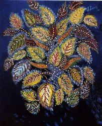 Fleurs Mottlées sur un Fond Bleu, 1929