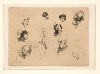 Divers croquis, têtes