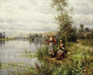 Femmes de la Campagne Pêchant un Après-Midi d