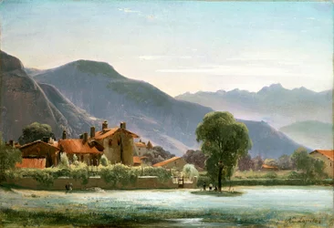 Village au pied des collines, vers 1830