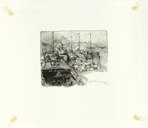 Villette Dock, plate five from Le Long de la Seine et des Boulevards