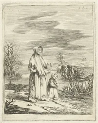 Mendiante avec enfant près d