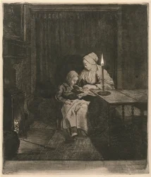 Mère enseignant à son fils