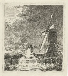 Moulin dans un paysage de polder
