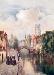 Le Quai Vert, Bruges (lithographie couleur)