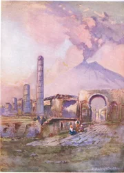 Pompéi : Vésuve au loin, de Hutchinsons Picturesque Europe publié par Hutchinson & Son, vers 1930