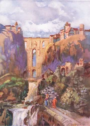 Le Tajo Ronda, de Hutchinsons Picturesque Europe publié par Hutchinson & Son, vers 1930