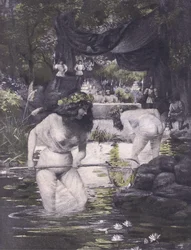 Ginerva et Isotta, illustration du Décaméron de Boccace publié par la Société Navarre années 1930 (litho)