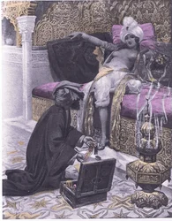 La fille du roi de Tunis, illustration du Décaméron de Boccace publiée par Navarre Society dans les années 1930