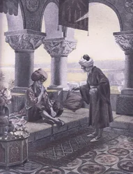 Les trois anneaux, illustration du Décaméron de Boccace, publiée par la Navarre Society dans les années 1930