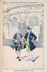 François Voltaire (1694-1778) avec le Roi Frédéric II de Prusse (1712-86) à Sanssouci près de Potsdam, de 