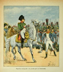 Illustration de Louis Bombled (1862-1927) du livre « Le Mémorial de Sainte-Hélène » par le comte Emmanuel de Las Cases (1766-1842) : Napoléon appelle un défilé par un lieutenant, Collection Privée