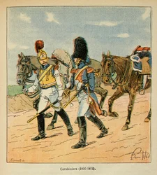 Illustration de Louis Bombled (1862-1927) du livre « Le Mémorial de Sainte-Hélène » du comte Emmanuel de Las Cases (1766-1842) : Carabiniers (1806-1812)