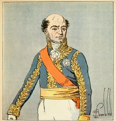 Illustration par Louis Bombled (1862-1927) du livre Le Mémorial de Sainte-Hélène par le comte Emmanuel de Las Cases (1766-1842) : Portrait du maréchal Catherine Dominique de Pérignon (1754-1818) Collection privée